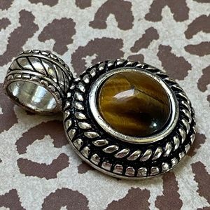 PREMIER DESIGNS Pendant Tiger Eye Round Silver Vintage
